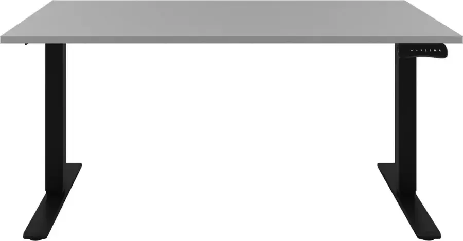 Offeco Zit sta Bureau Verstelbaar bureau  140 x 80 cm  Grijs bureaublad Zwart onderstel 2 motoren-- blad- onderstel- x80